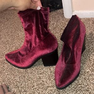 velvet red bootie